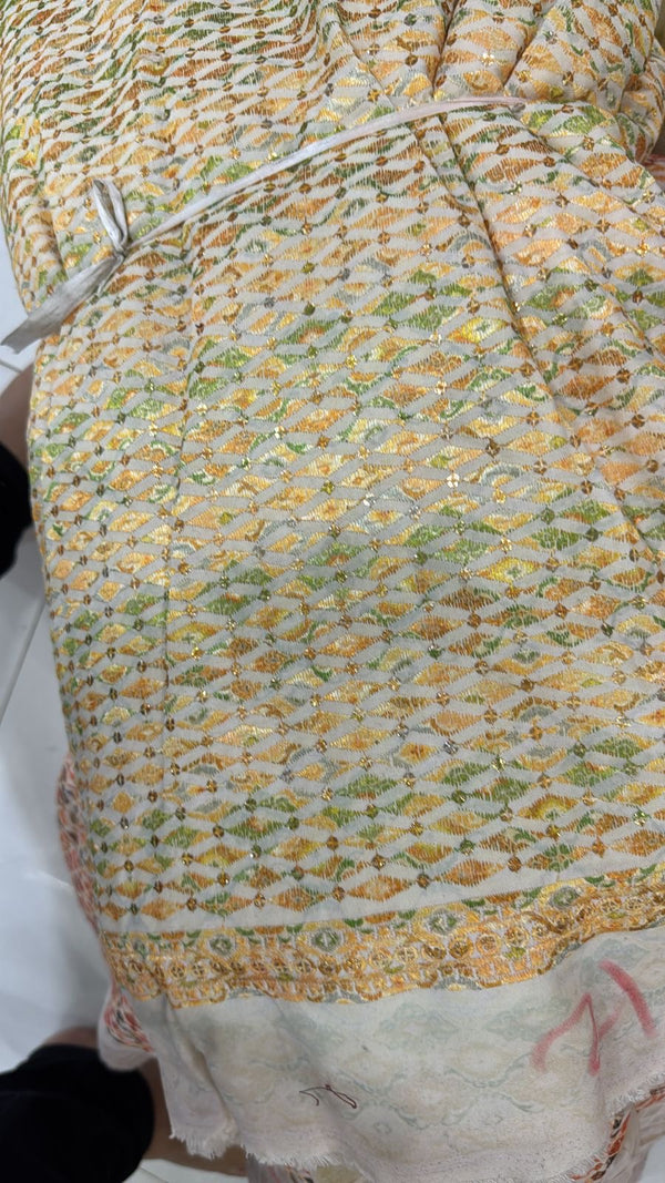 Men’s Cotton Printed Kurta with Embroidery & Metallic Touch - Yellow & green