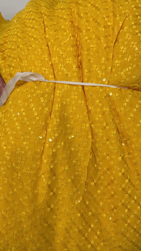 Men’s Festive Viscose Kurta with Sequin Detailing - Marigold Yellow