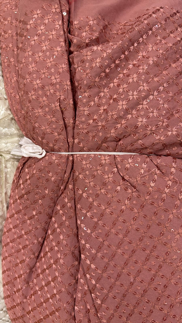 Men’s Festive Viscose Kurta with Sequin Detailing - Rust pink