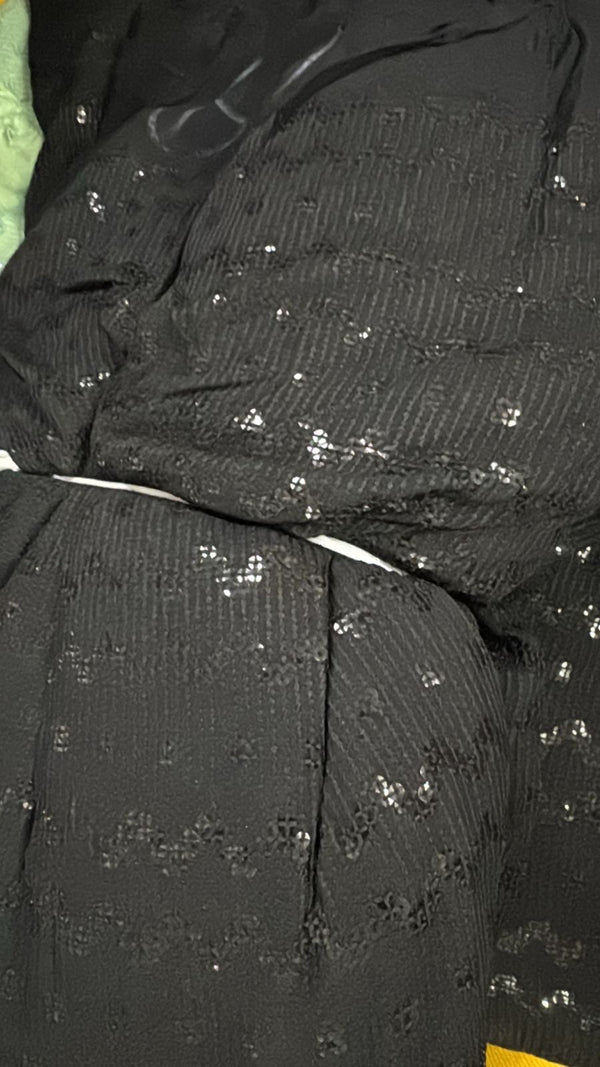 Men's Chikankari Embroidered and Sequin Kurta - Black