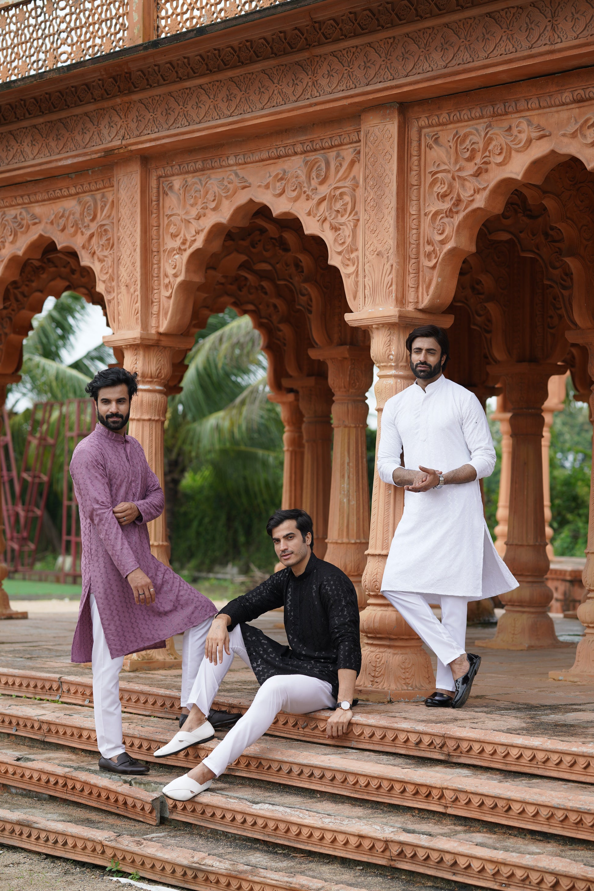 Men's Black Chikankari Embroidered and Sequin Kurta