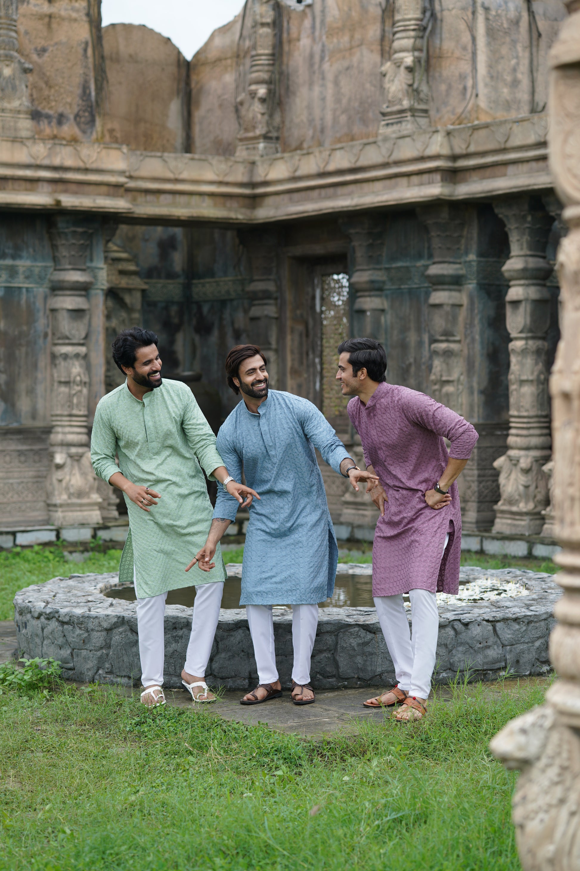 Men's Mauve Chikankari Kurta | Embroidered & Sequin Designer Set