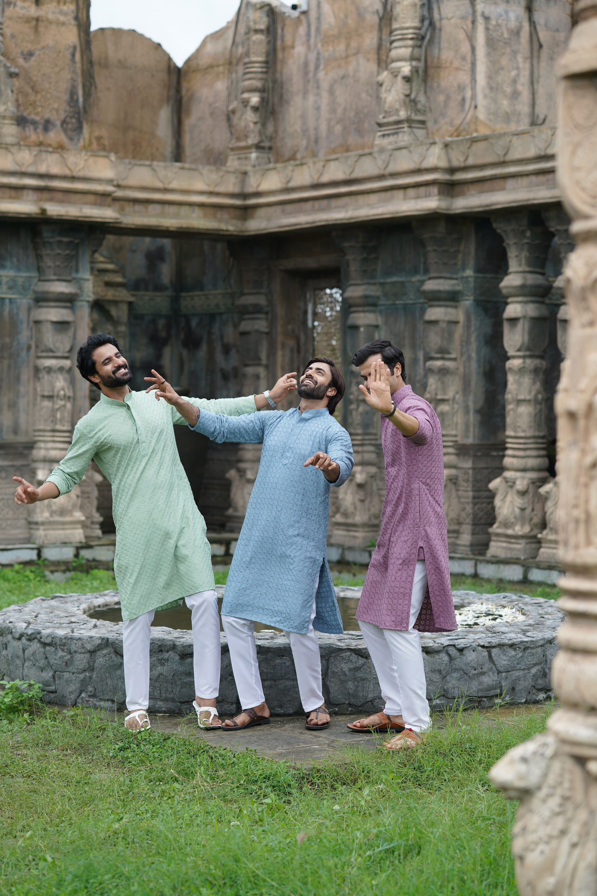 Men's Blue Chikankari Kurta | Embroidered & Sequin Designer Set