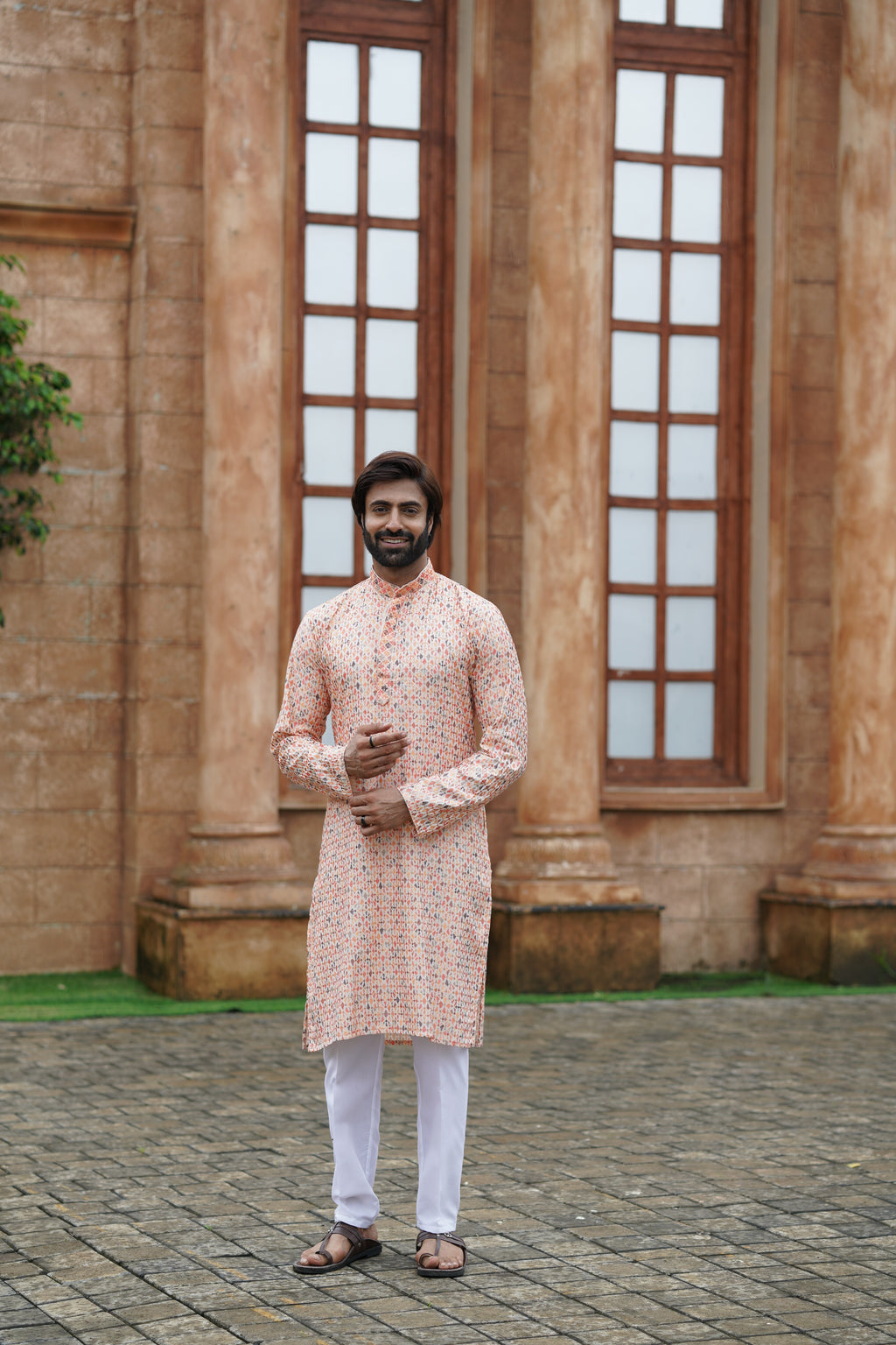 Men’s Cotton Printed Kurta with Metallic Touch