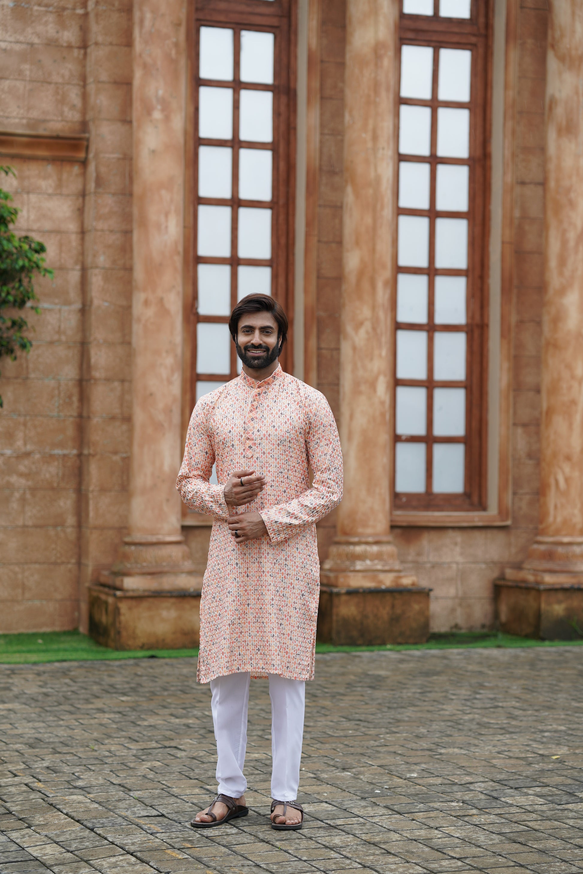 Men’s Cotton Printed Kurta with Metallic Touch
