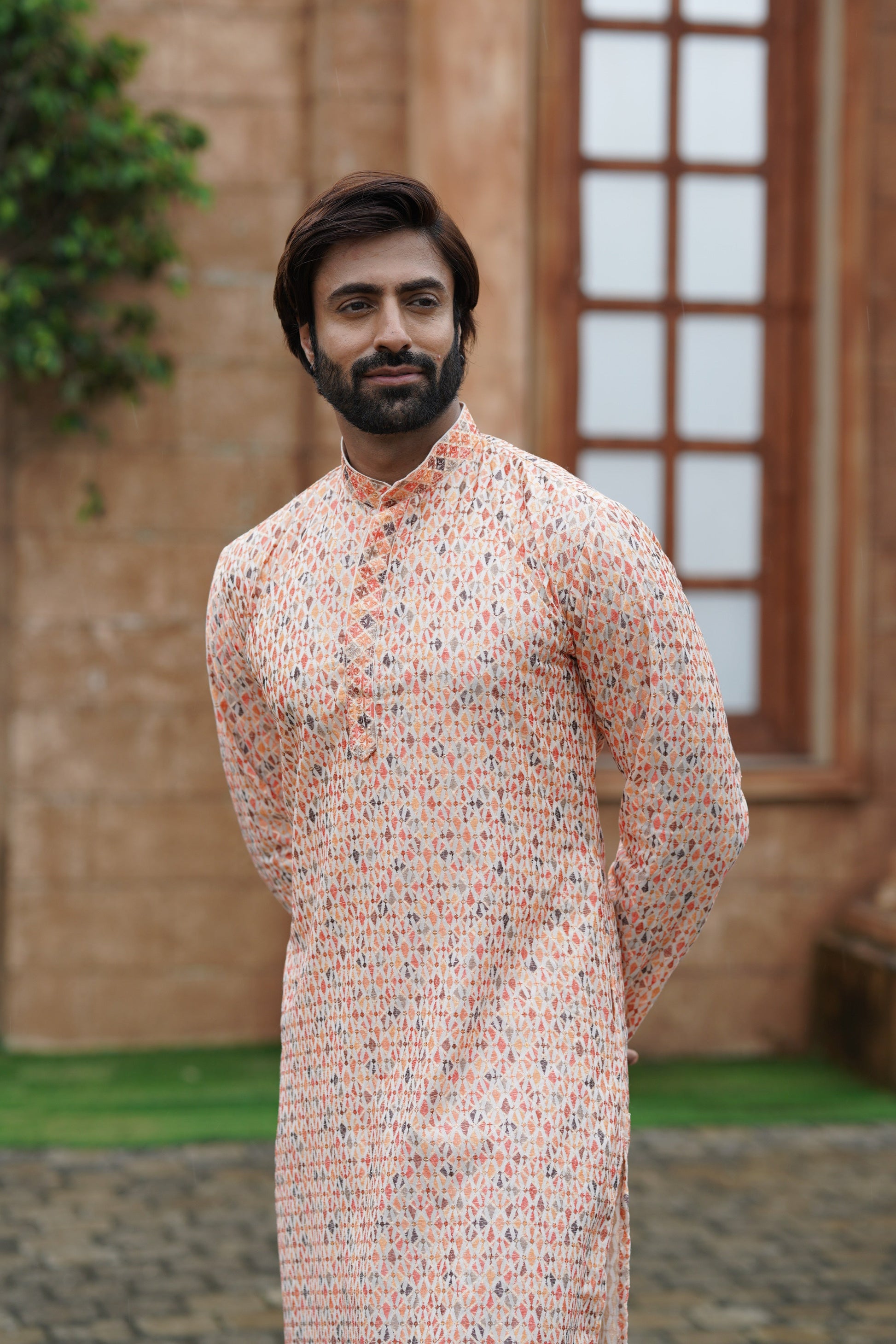 Men’s Cotton Printed Kurta with Metallic Touch