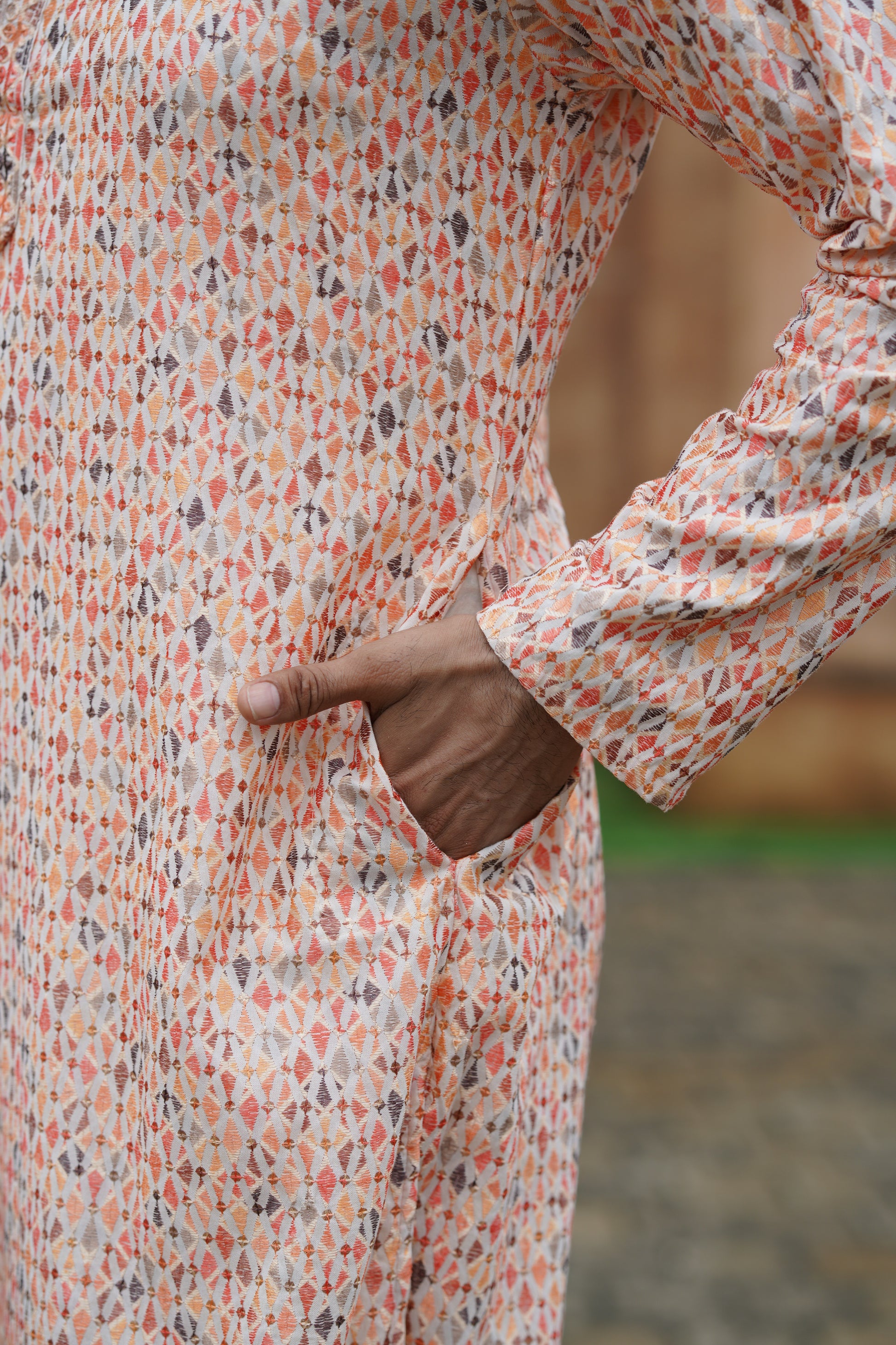 Men’s Cotton Printed Kurta with Metallic Touch