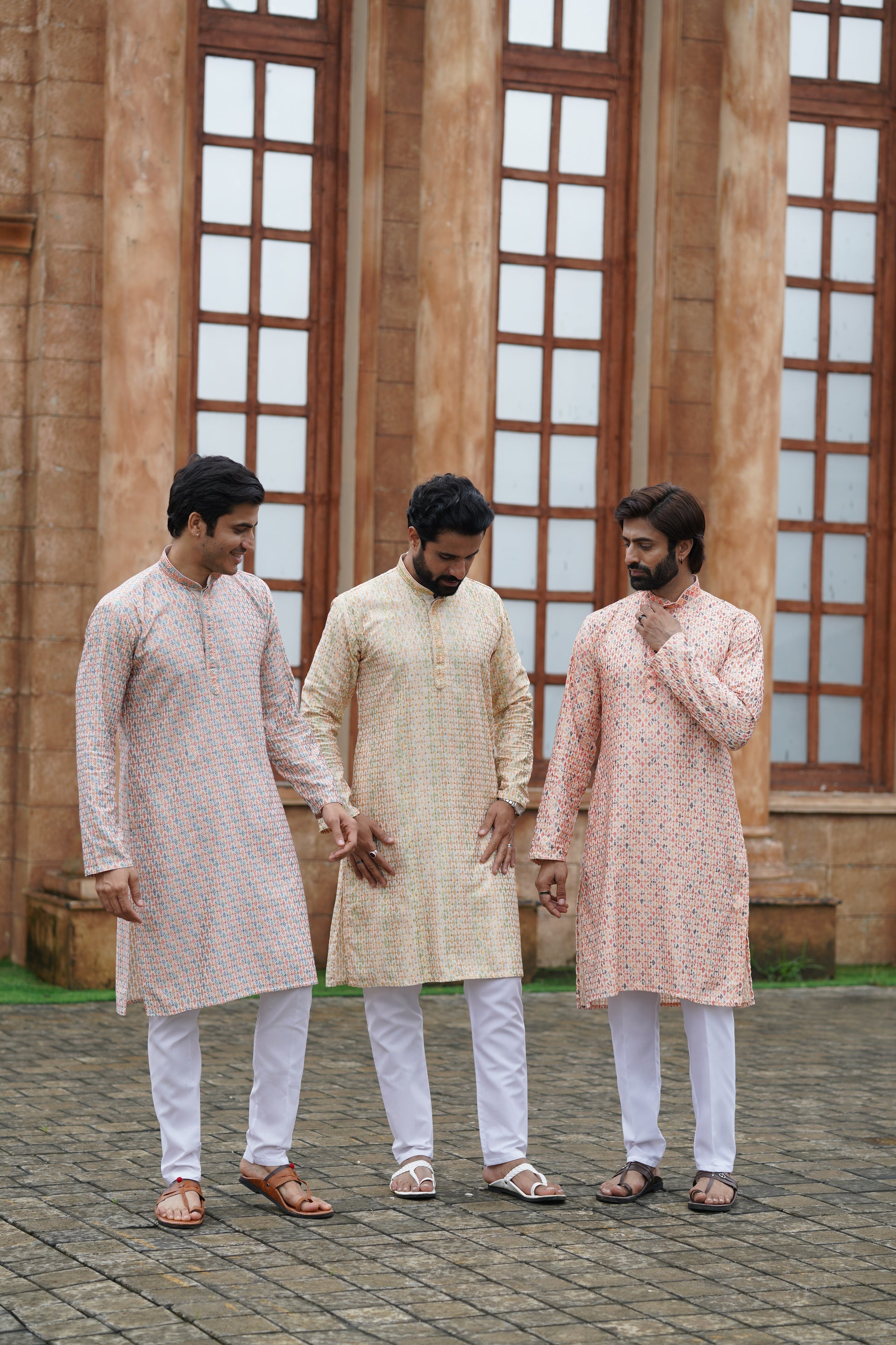Men’s Cotton Printed Kurta with Embroidery & Metallic Touch