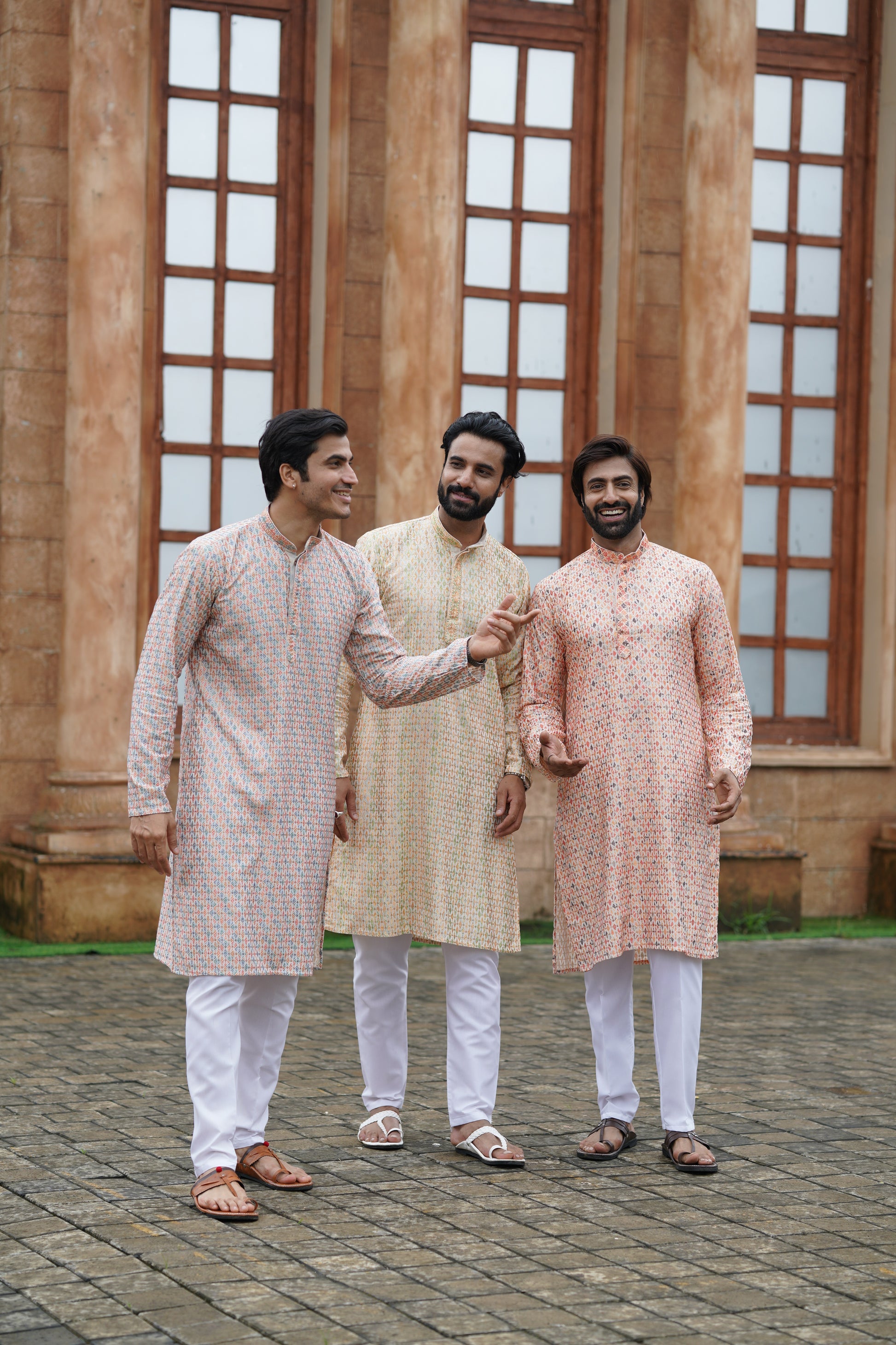 Men’s Cotton Printed Kurta with Metallic Embroidery