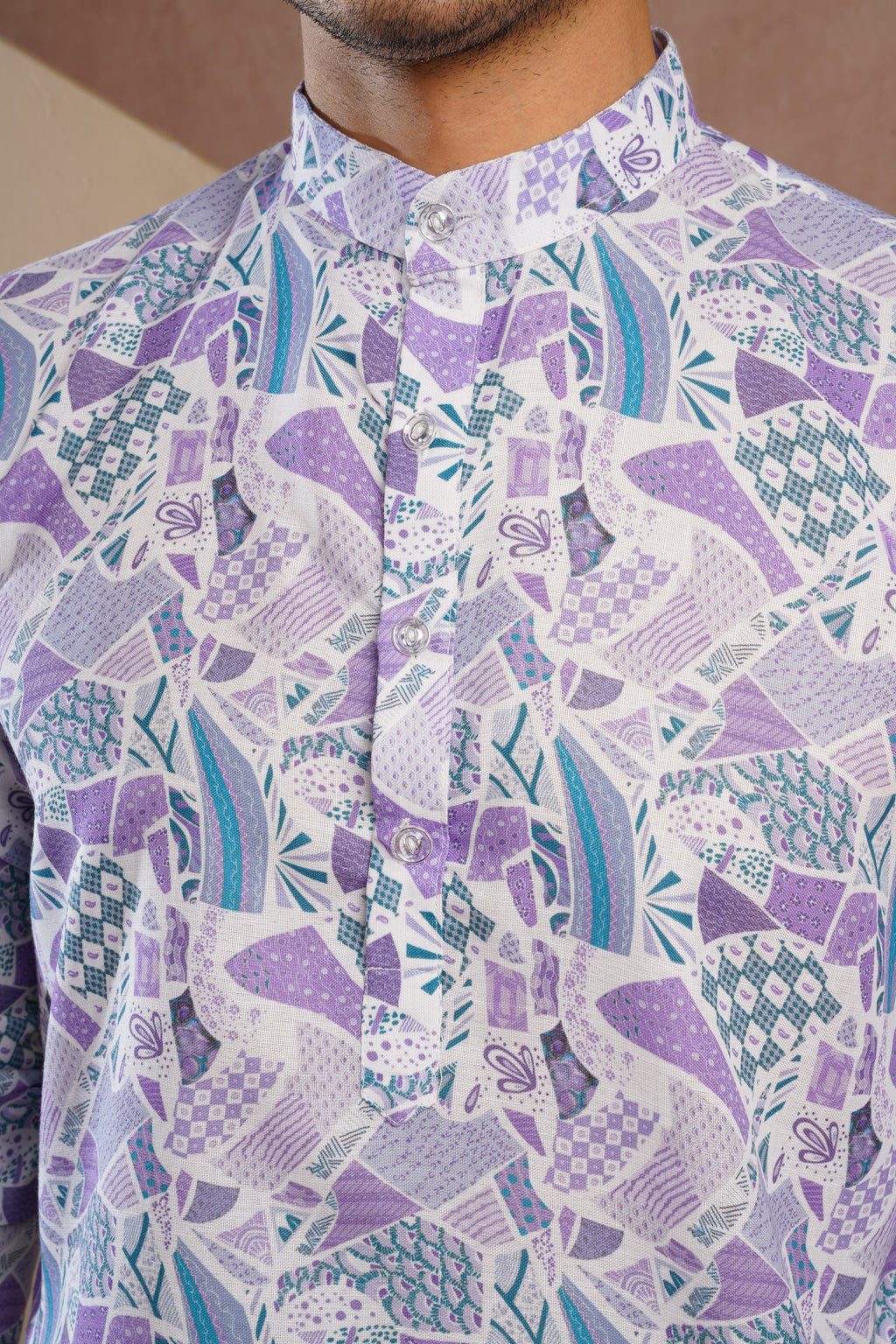 Purple Multicolour Shades Abstract Print Kurta Set
