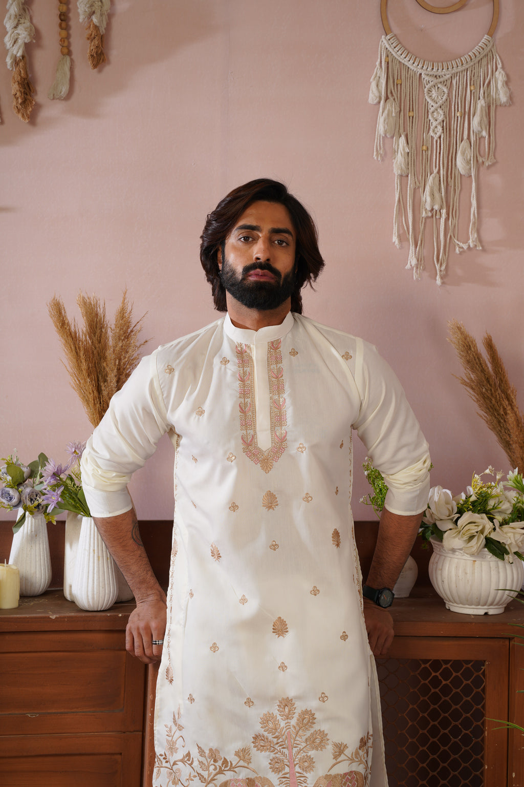 Regal Haathi Darbar Embroidered White Kurta Set