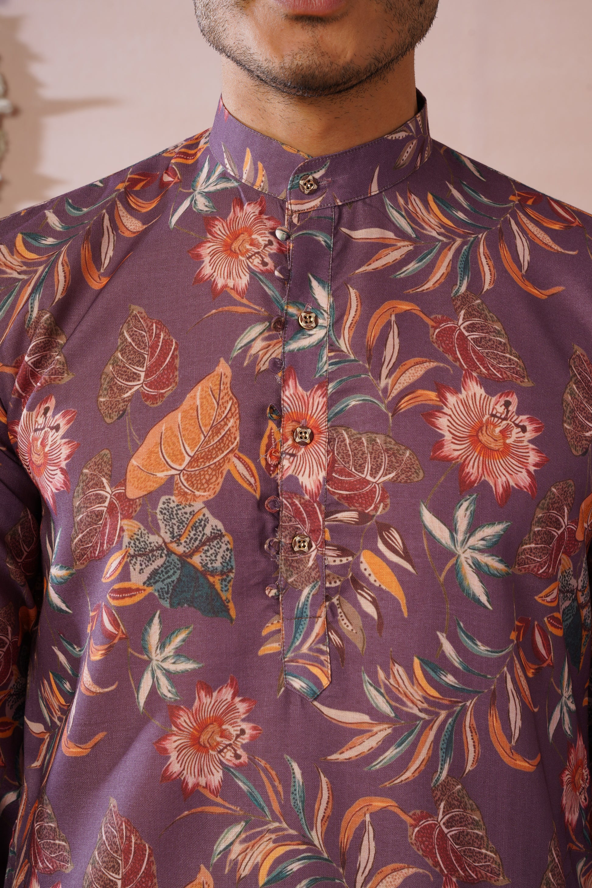 Rangrez Floral All-over Printed Purple Kurta Set
