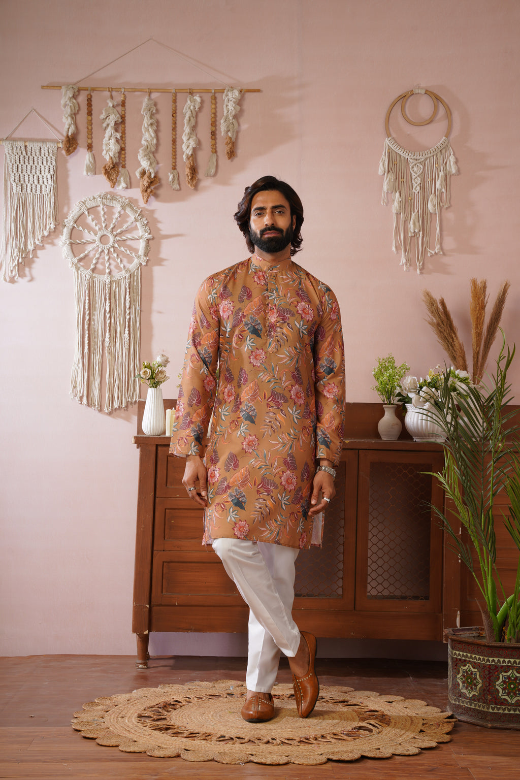Rangrez Floral All-over Printed Yellow Kurta Set