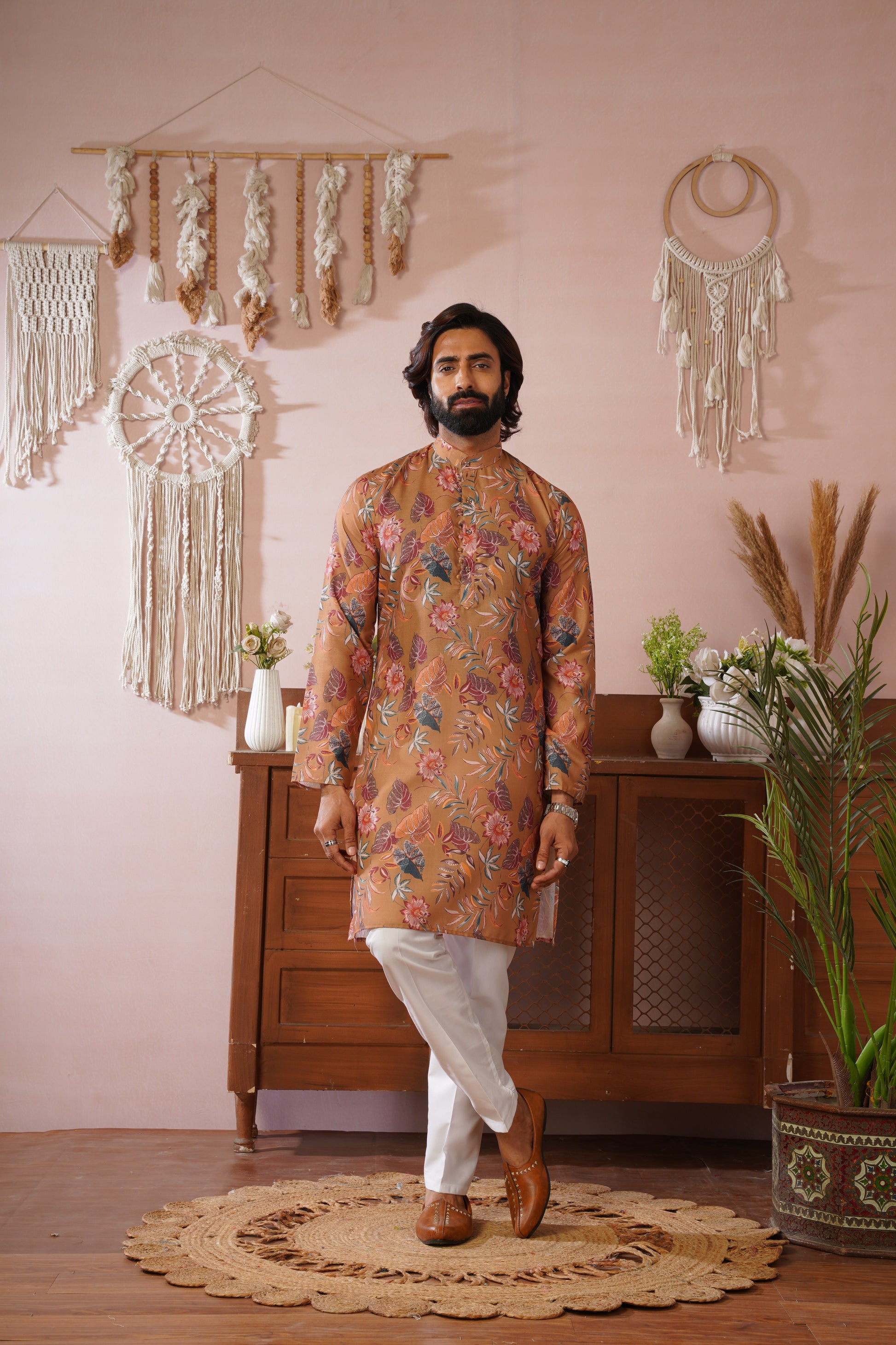 Rangrez Floral All-over Printed Yellow Kurta Set