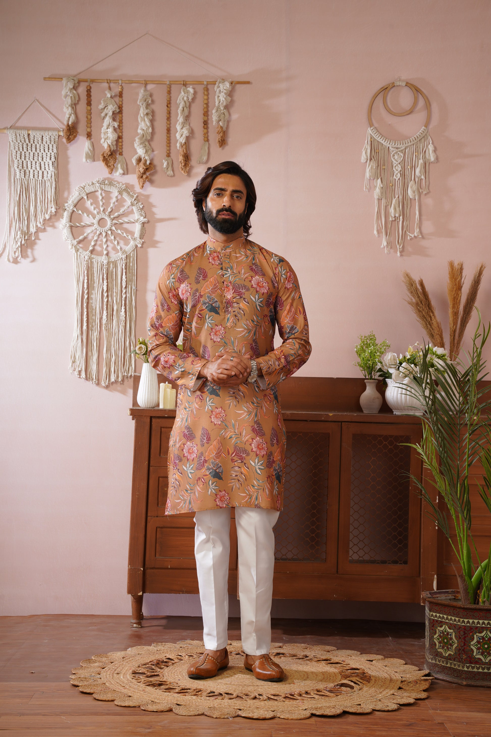 Rangrez Floral All-over Printed Yellow Kurta Set