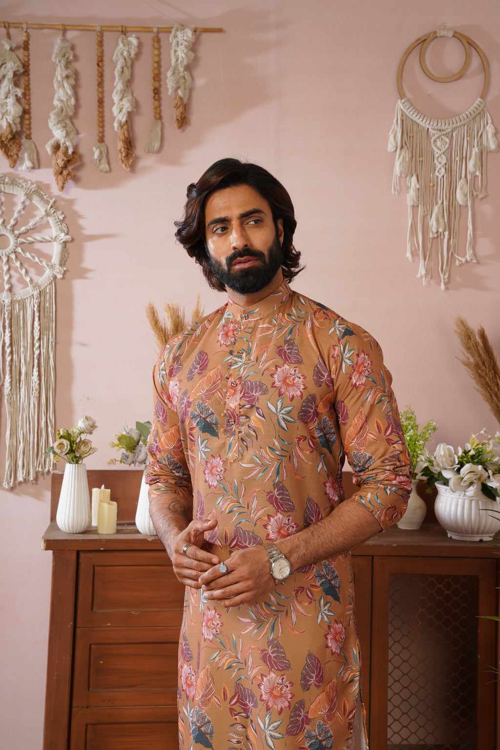 Rangrez Floral All-over Printed Yellow Kurta Set