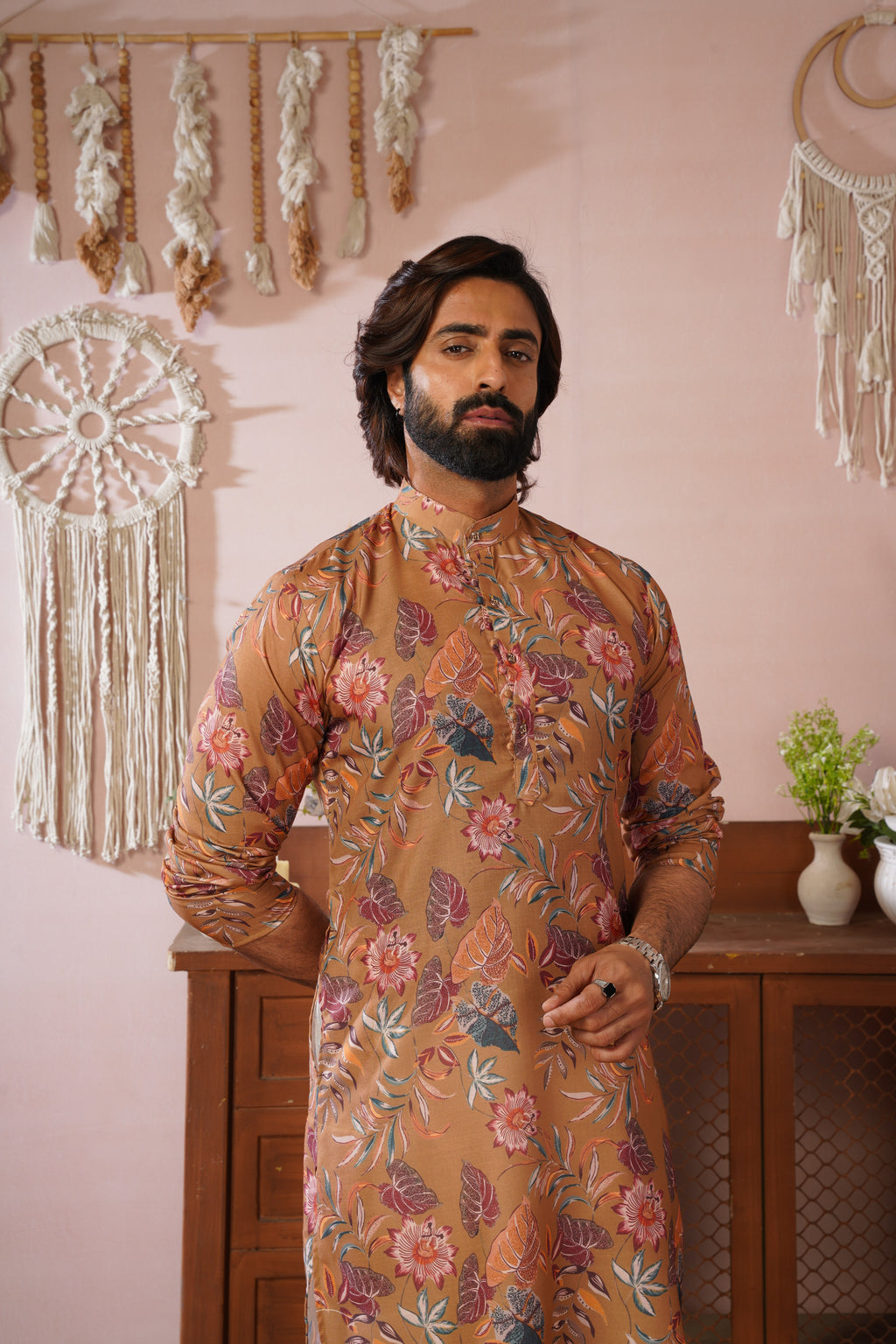 Rangrez Floral All-over Printed Yellow Kurta Set