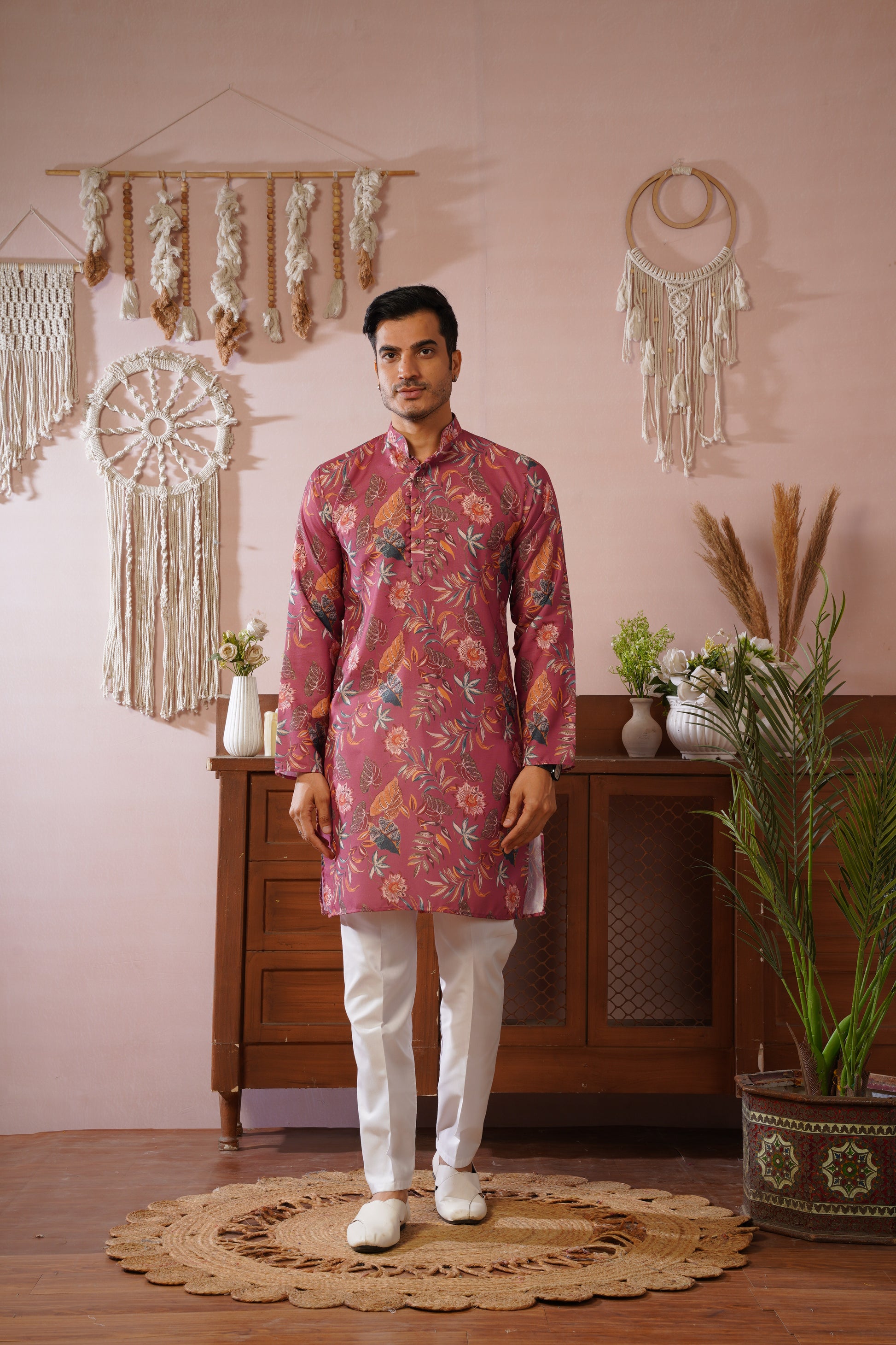 Rangrez Floral All-over Printed Pink Kurta Set