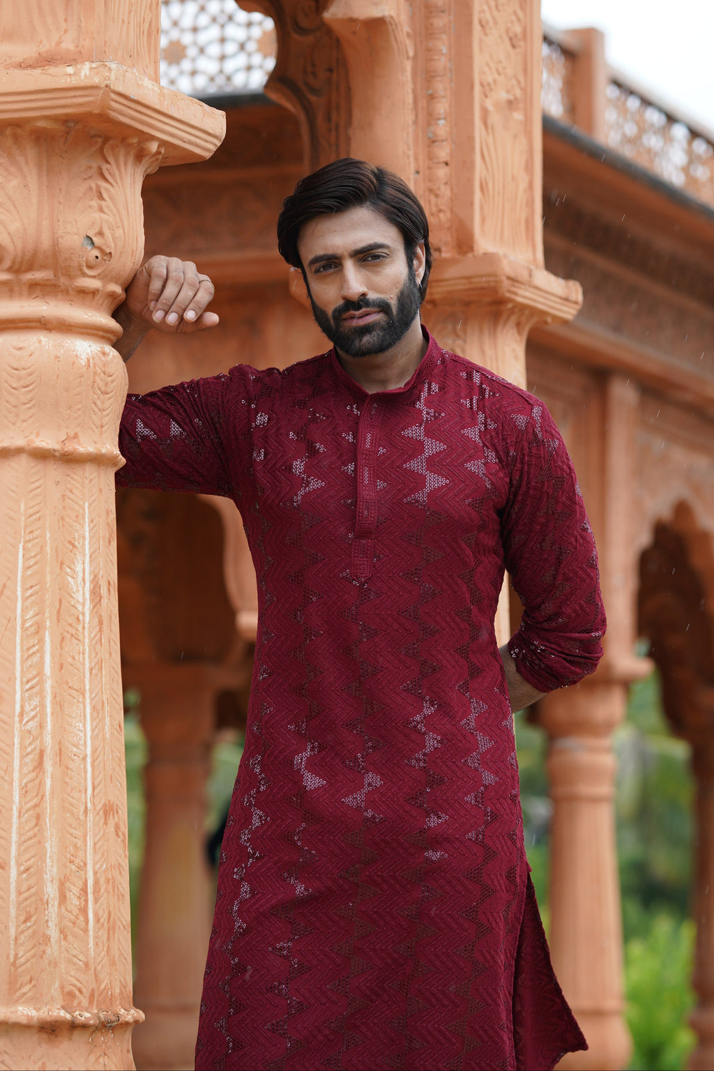 maroon traditional kurta