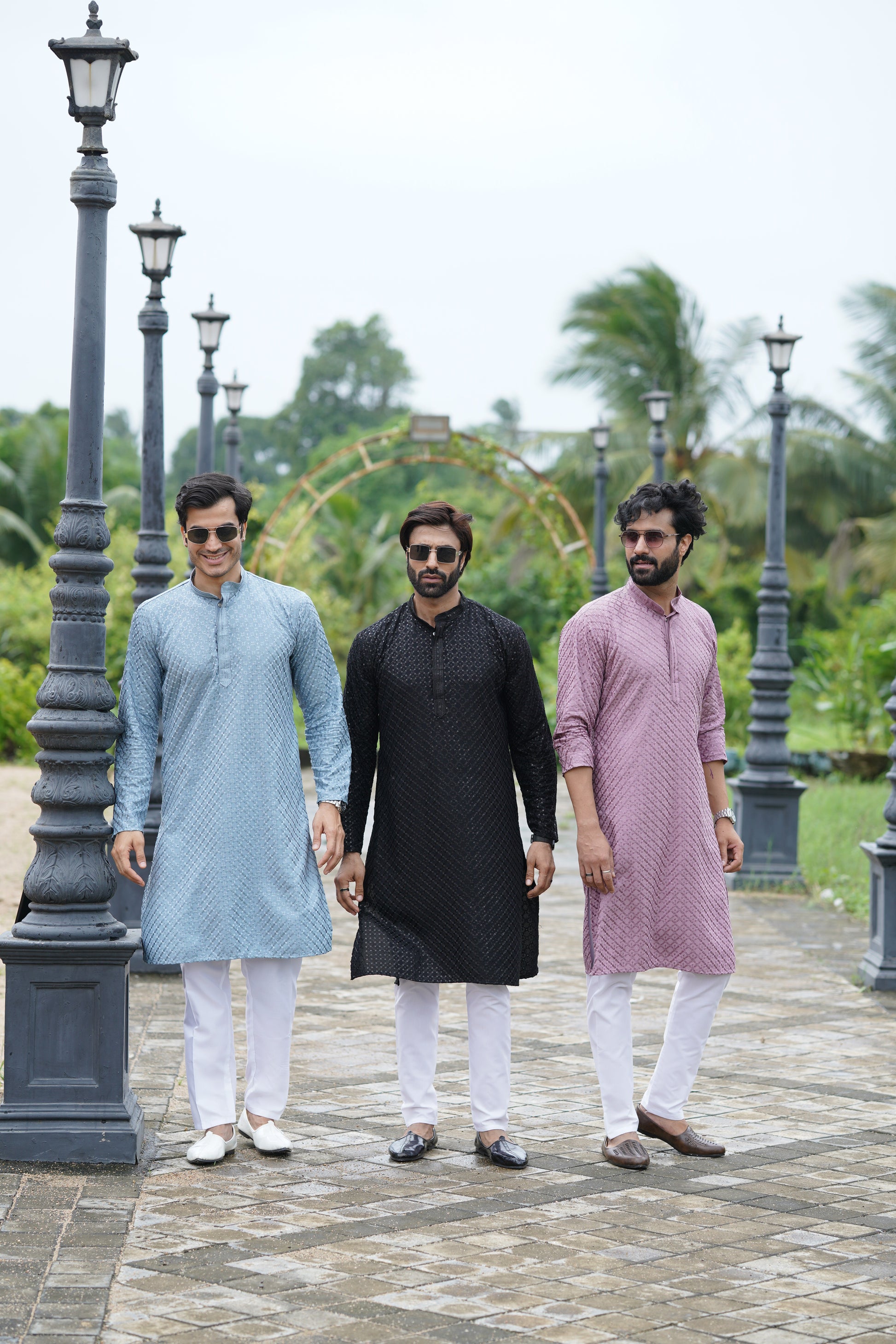 Men’s Mauve Viscose Kurta with Sequin Detailing