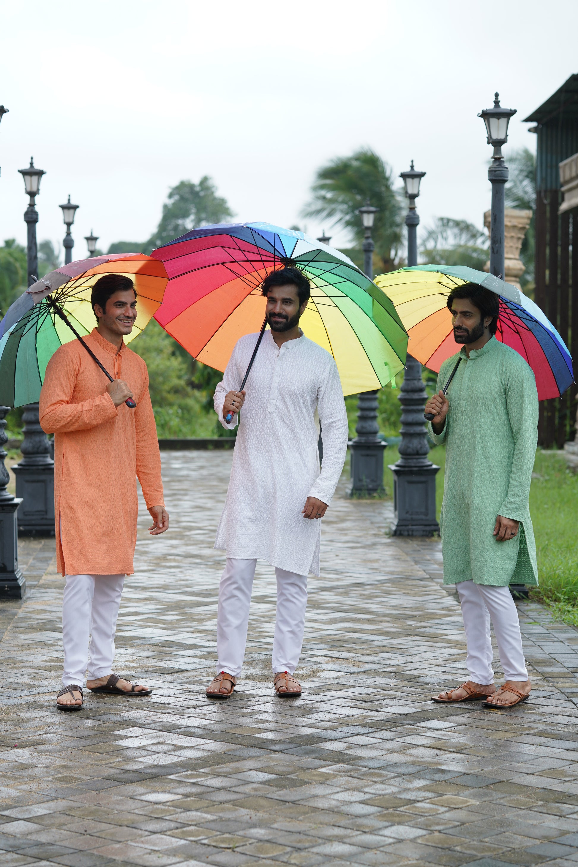 White Chikankari Embroidered Men’s Kurta Pyjama Set