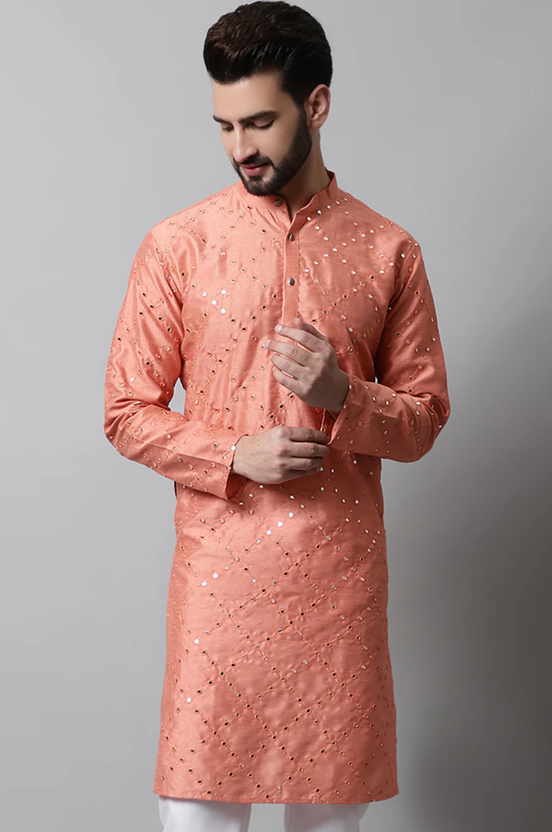 Men's Chikankari Embroidered and Sequin Kurta