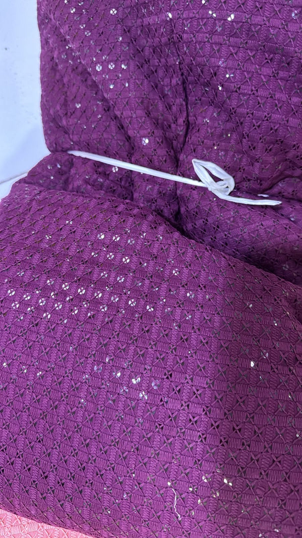 Men’s Chikankari Threadwork and Sequins Kurta - Plum
