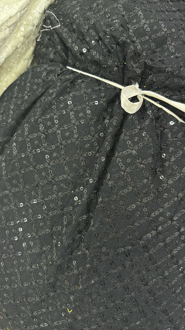 Men’s Festive Viscose Kurta with Sequin Detailing - Black