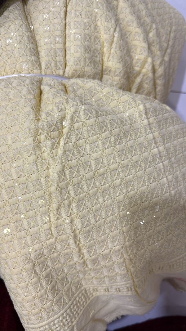 Men’s Chikankari Threadwork and Sequins Kurta - Butter Yellow