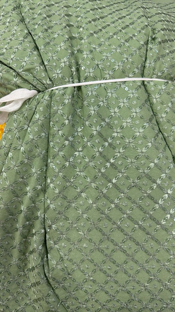 Men’s Festive Viscose Kurta with Sequin Detailing - Pista Green