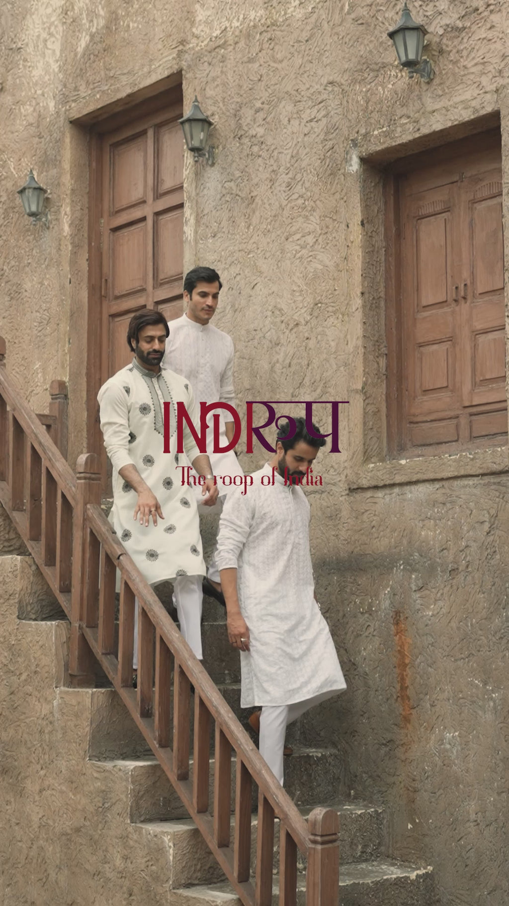 Black on White Floral Embroidered Kurta Set for Men
