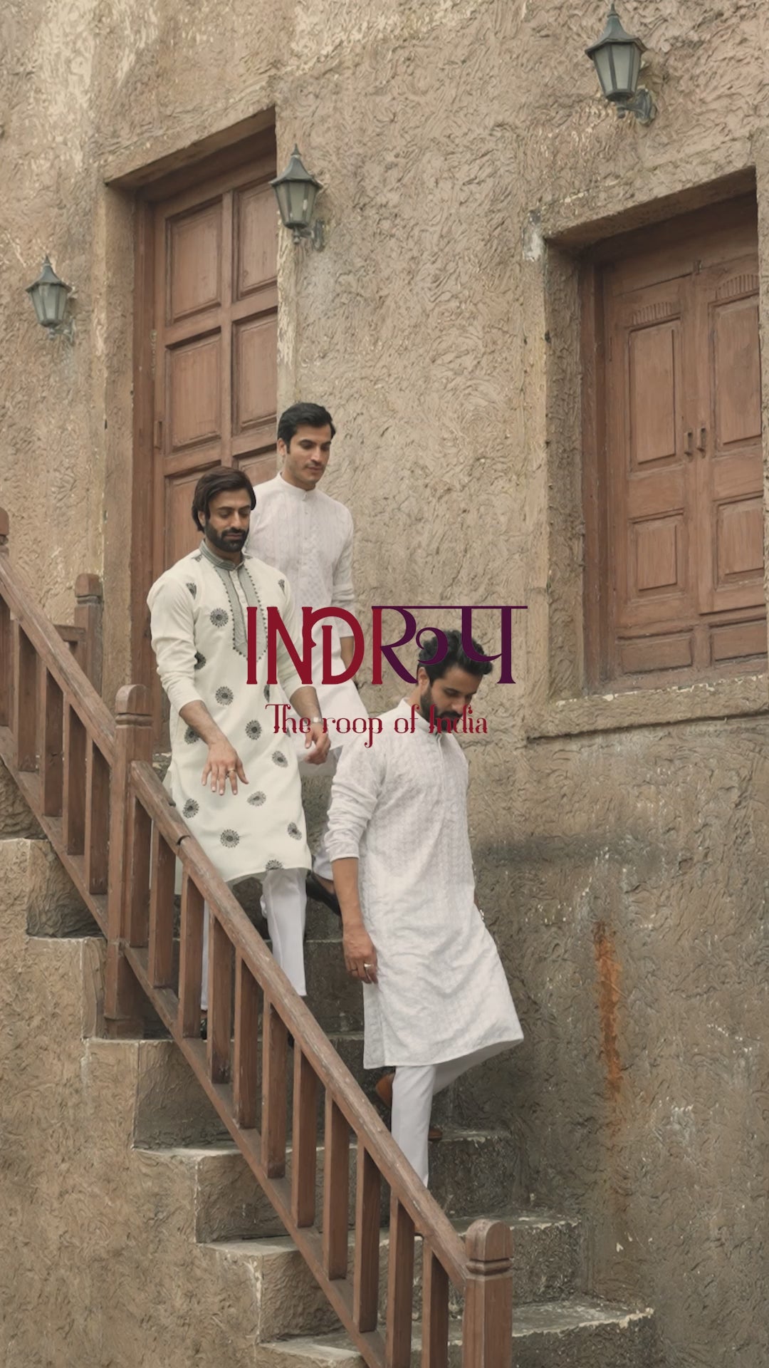 Black on White Floral Embroidered Kurta Set for Men