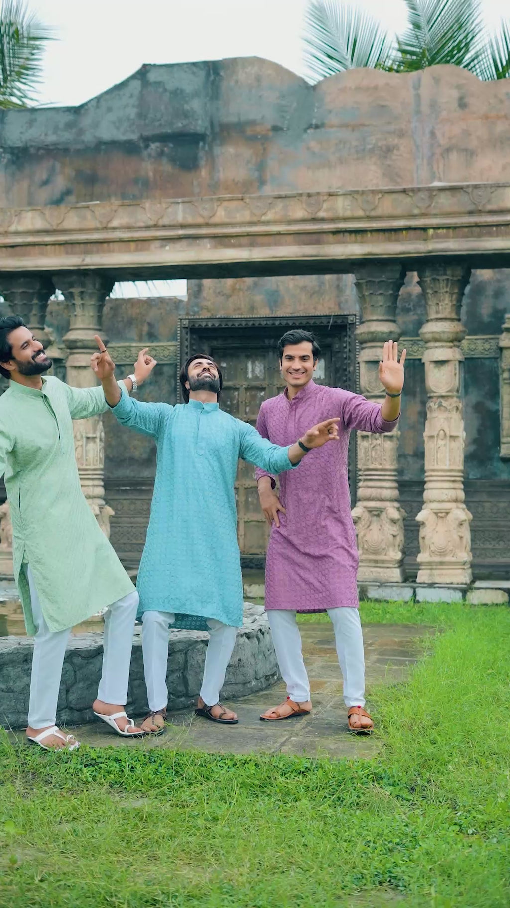 Men's Blue Chikankari Kurta | Embroidered & Sequin Designer Set