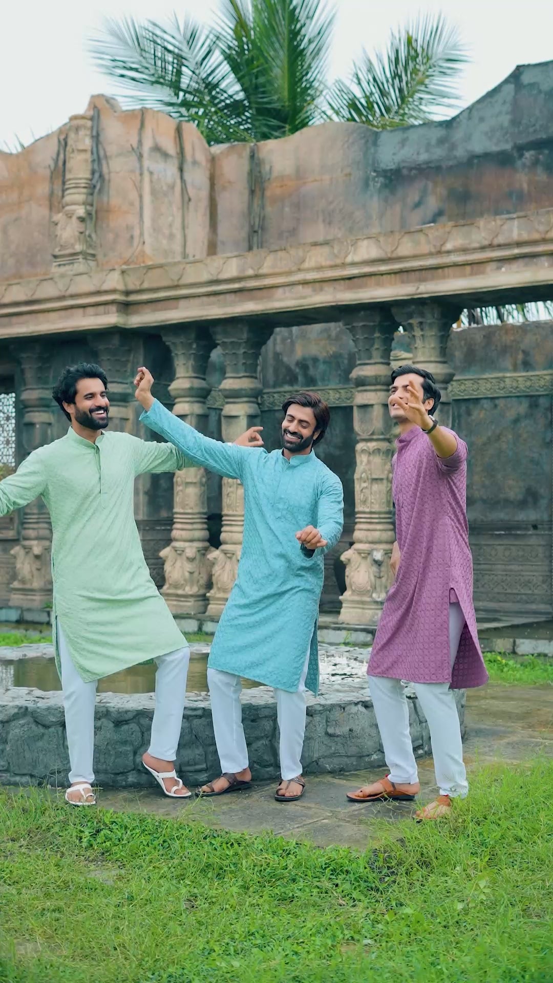 Men's Pista Green Chikankari Kurta | Embroidered & Sequin Designer Set