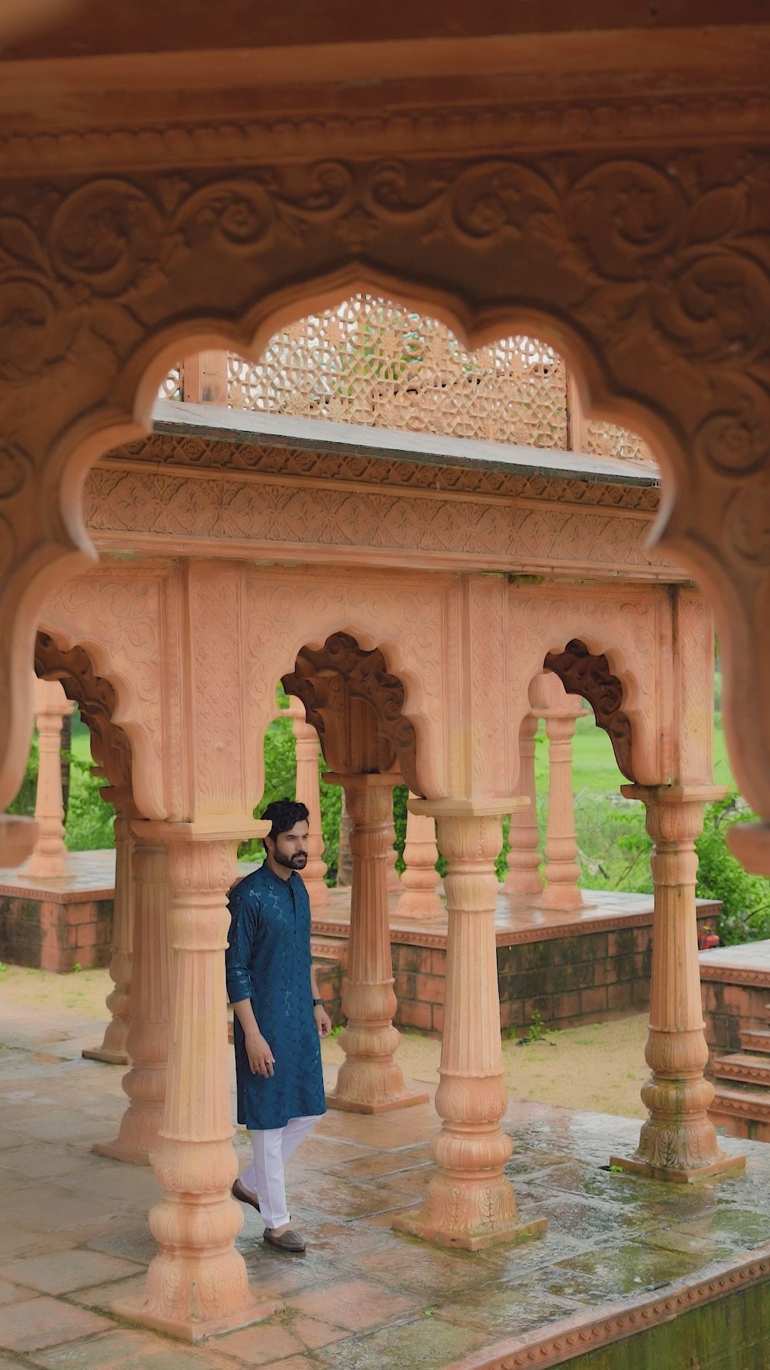 Men's Dark Teal Sequin Embellished Kurta