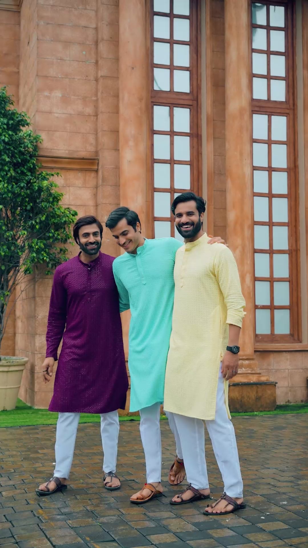 Men’s Plum Chikankari Threadwork and Sequins Kurta