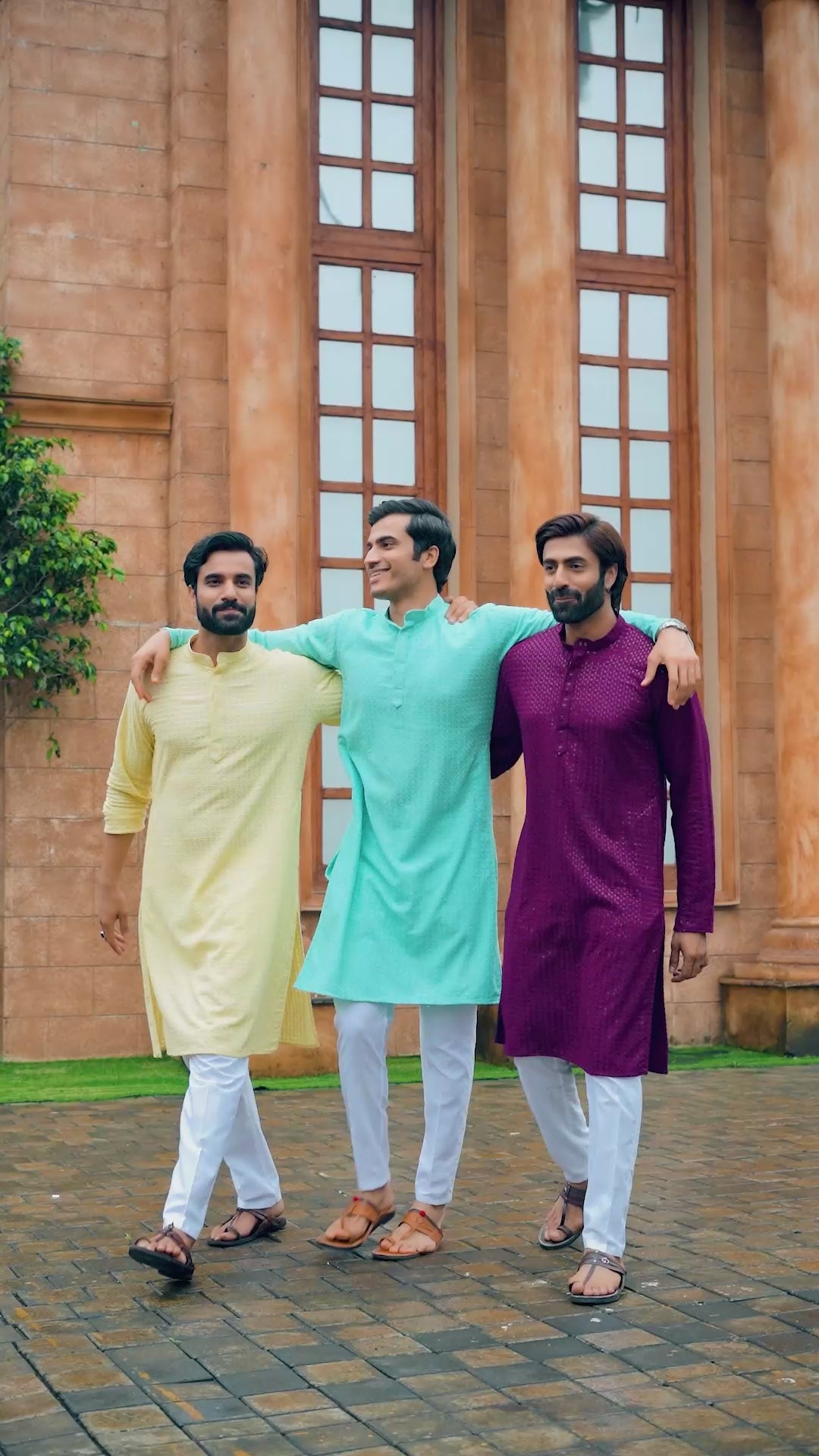 Men’s Aqua Blue Chikankari Threadwork and Sequins Kurta