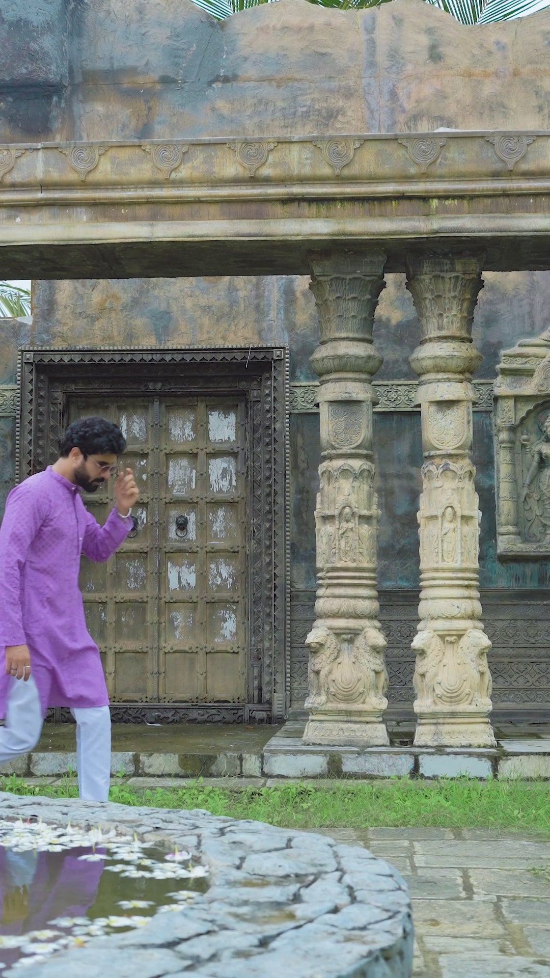 Lavender Premium Georgette Chikankari Kurta for Men with Fine Detailing