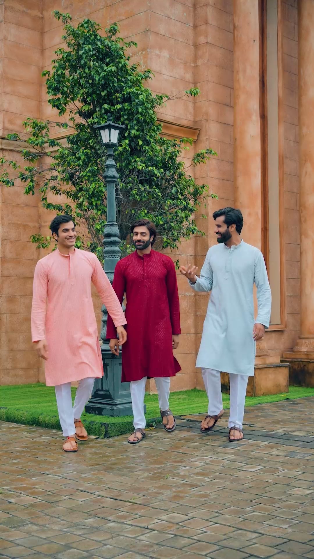 Men's Pink Chikankari Kurta | Embroidered & Sequin Designer Set
